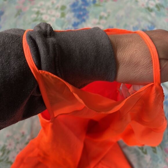 Helmut Lang Chroma Drape Neon Sunburn Silk Blend Strappy Mini Dress Size 2 NWT - Picture 2 of 14